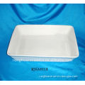 Huaide RH4493A 13.8" White Rectangle Ceramic Deep Plates